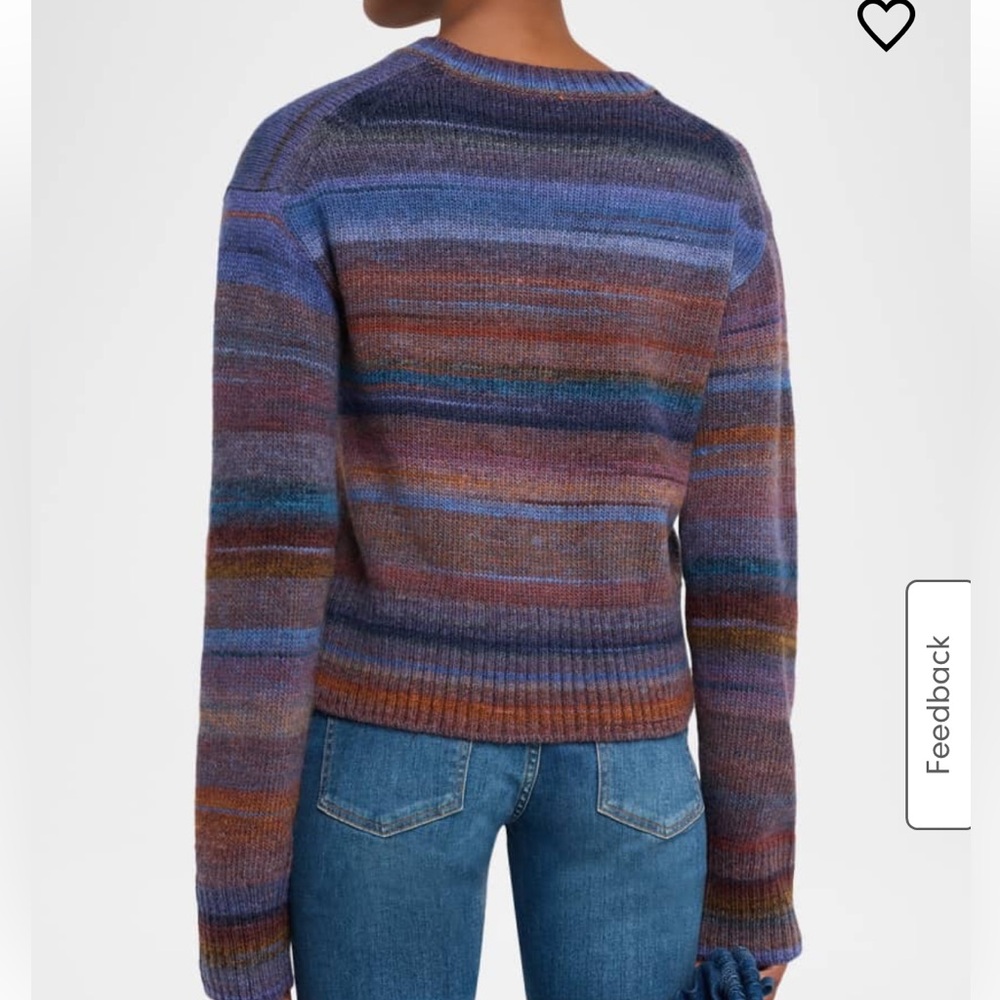 Veronica Beard Diora Stripe V-Neck Sweater in Ocean Multi - Picture 3 of 5